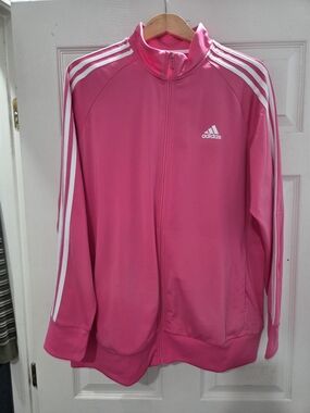 adidas Pink Track Jacket with White Three-Stripes